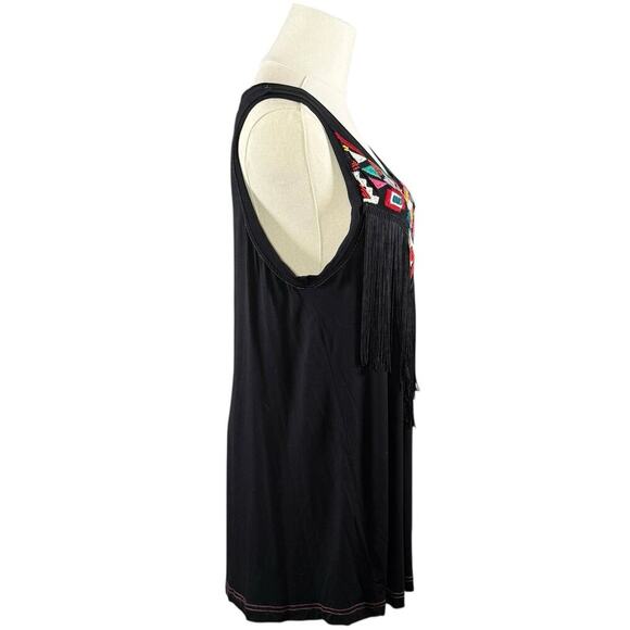 Double D Ranch Embroidered Beaded Fringe Tank Top | Black | Western Cowgirl | S - Picture 6 of 11
